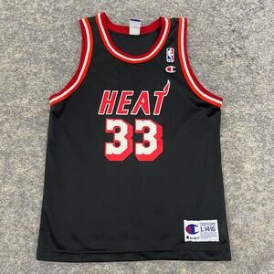 VTG Champion Alonzo Mourning Miami Heat Jersey #33 Black Youth L 14-16 NBA